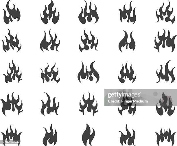 fire icon set - fire demon stock illustrations