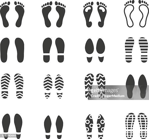 ilustrações, clipart, desenhos animados e ícones de conjunto de ícones de impressão de pé - trainer