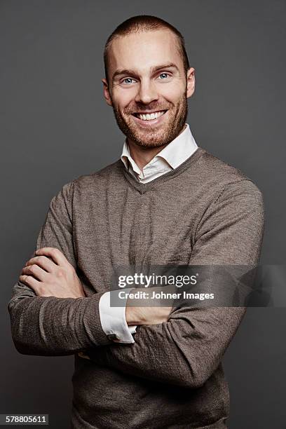 portrait of elegant man - grey shirt stock pictures, royalty-free photos & images