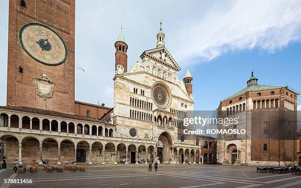 cremona cathedral, tower and baptistery, lombardy italy - cremona stock pictures, royalty-free photos & images