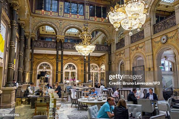 General view of the Hilton Paris Opera, formerly known as the Grand Hotel Terminus, during a press visit organised by Paris City Hall during the UEFA...