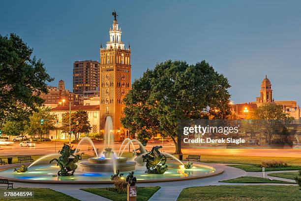 country club plaza at the blue hour - kansas stock pictures, royalty-free photos & images