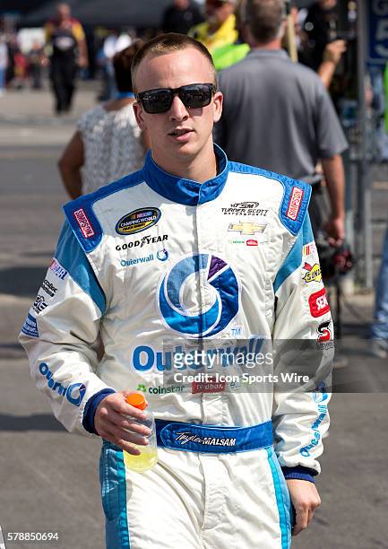 Tayler Malsam, driver of the Outerwall Chevrolet during qualifying prior to the UNOH 225 at Kentucky Speedway in Sparta, Kentucky.