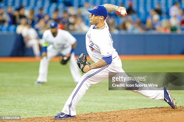 Toronto Blue Jays pitcher Sergio Santos pitching in the 8th inning. The Chicago White Sox defeated the Toronto Blue Jays 5 - 4 at the Rogers Centre,...