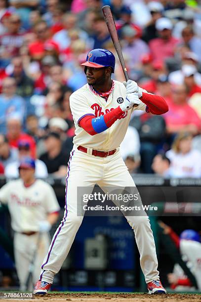 Philadelphia Phillies left fielder Domonic Brown during an interleague Major League Baseball game between the Philadelphia Phillies and the Los...