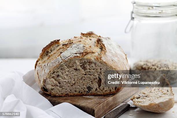 handmade rustic bread - pane a lievito naturale foto e immagini stock