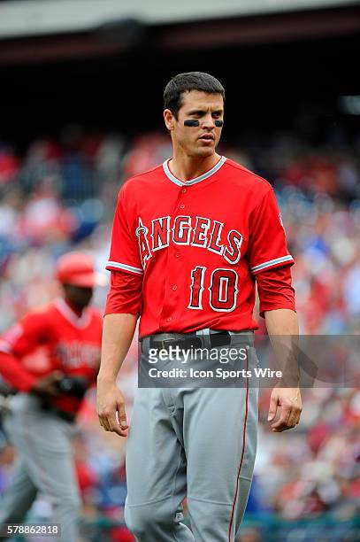 Los Angeles Angels left fielder Grant Green during an interleague Major League Baseball game between the Philadelphia Phillies and the Los Angeles...