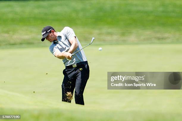 Brendan Steele hits up from the fairway during the final round of the Quicken Loans National at Congressional Country Club in Bethesda, MD.