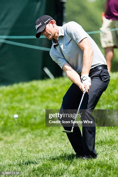 Brendan Steele chips from the fringe on 3 during the final round of the Quicken Loans National at Congressional Country Club in Bethesda, MD.