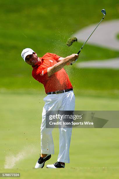 Ben Martin hits his approach shot from the fairway during the final round of the Quicken Loans National at Congressional Country Club in Bethesda, MD.