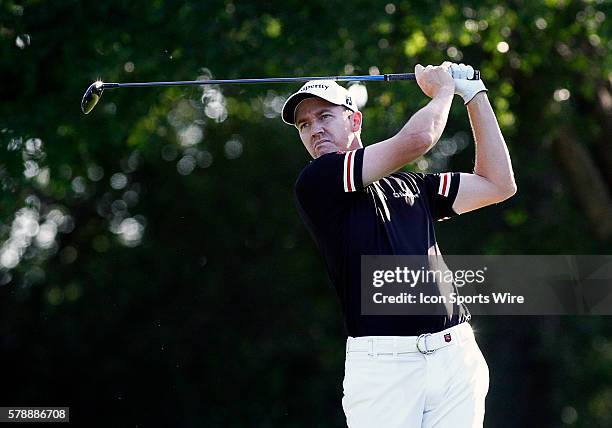 Jimmy Walker tee's off on during the first round of the Crowne Plaza Invitational at Colonial played in Fort Worth, TX.