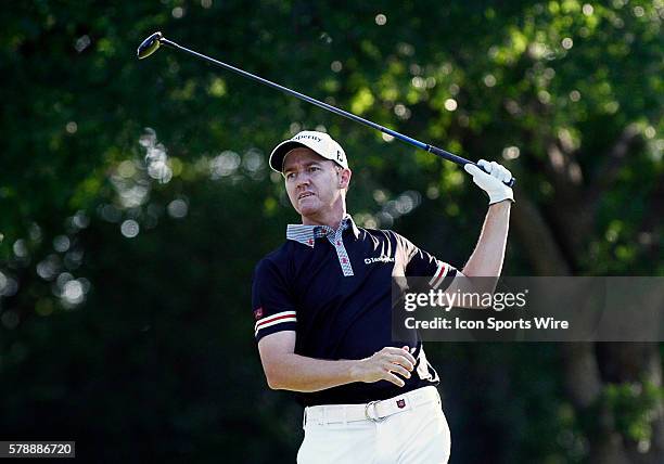 Jimmy Walker tee's off on during the first round of the Crowne Plaza Invitational at Colonial played in Fort Worth, TX.