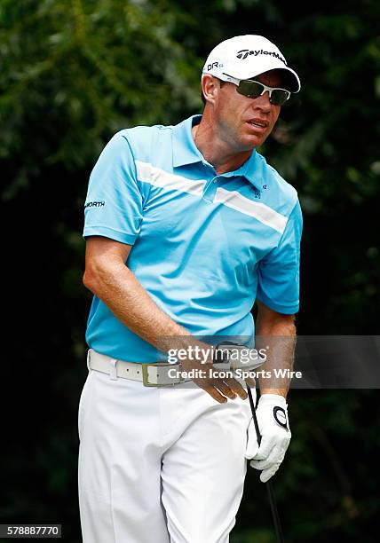 Brian Davis tee's off on during the third round of the Crowne Plaza Invitational at Colonial played in Fort Worth, TX.