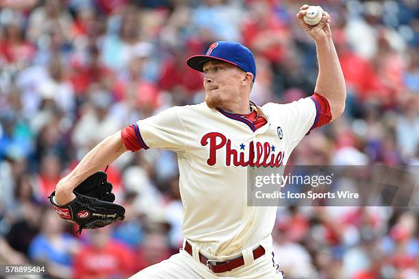 Philadelphia Phillies relief pitcher Jacob Diekman throws against the Los Angeles Dodgers at Citizens Bank Park in Philadelphia, PA. The Phillies won...