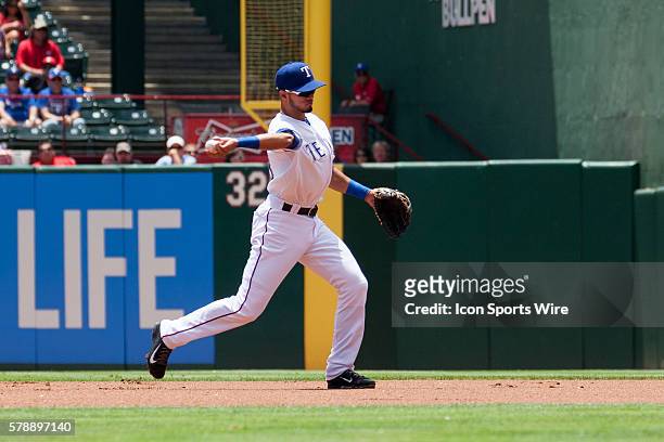 Texas Rangers Infield Luis Sardinas [8619] makes a play during the MLB game between the Seattle Mariners and Texas Rangers played at Globe Life Park...