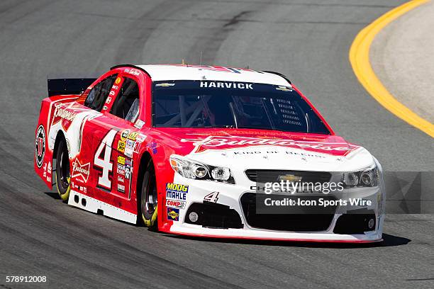 Sprint Cup Series Kevin Harvick driver of the Budweiser Chevrolet during practice for the Sprint Cup Series - Camping World RV Sales 301 at New...