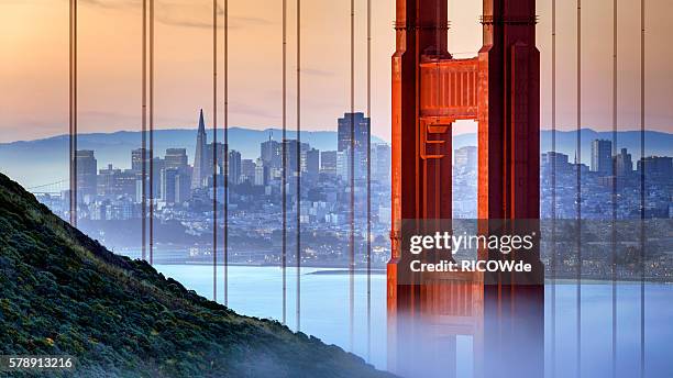 golden gate bridge, san francisco, usa - bridge fog stock pictures, royalty-free photos & images