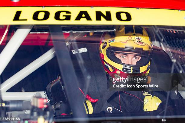 Chase contender, Joey Logano in the cockpit of his Shell Pennzoil Ford sits waiting for the start of Saturday mornings practice for the NASCAR Sprint...