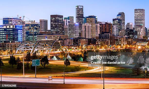 south platte river bridge, speer blvd bridge, denver, colorado, america - denver platte river stock pictures, royalty-free photos & images