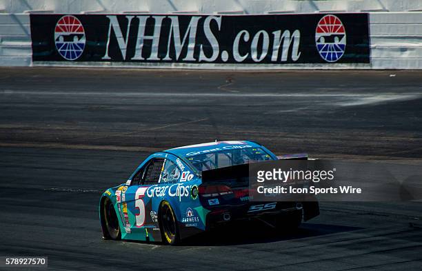 Kasey Kahne hits the track in his Great Clips/Shark Week Chevrolet during practice for the Camping World RV Sales 301 at New Hampshire Motor Speedway...