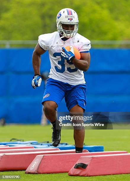 Buffalo Bills running back Bryce Brown in action during the 2014 Buffalo Bills OTA practice session at the Buffalo Bills Field House in Orchard Park,...