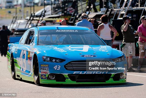 Sprint Cup Series Aric Almirola driver of the Charter Ford during practice for Camping World RV Sales 301 at New Hampshire Motor Speedway in Loudon,...