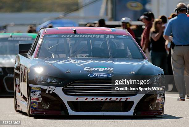Sprint Cup Series Ricky Stenhouse Jr driver of the Cargill Wegman's Fusion Ford during practice for Camping World RV Sales 301 at New Hampshire Motor...
