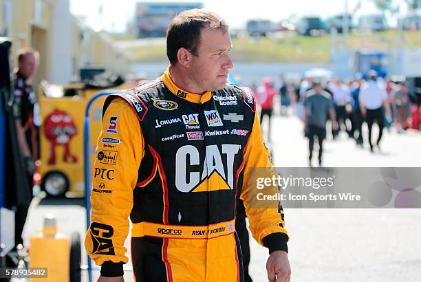 Sprint Cup Series Ryan Newman driver of the Caterpillar Chevrolet during practice for Camping World RV Sales 301 at New Hampshire Motor Speedway in...