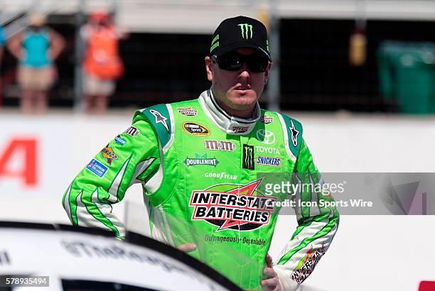 Sprint Cup Series Kyle Busch driver of the Interstate Batteries Toyota during practice for Camping World RV Sales 301 at New Hampshire Motor Speedway...
