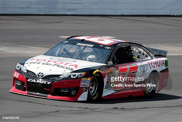 Sprint Cup Series Jeff Burton driver of the Let's Go Places Toyota Camry Toyota during practice for Camping World RV Sales 301 at New Hampshire Motor...