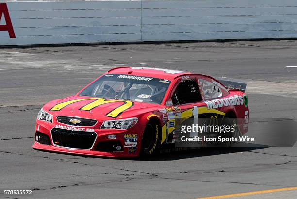 Sprint Cup Series Jamie McMurray driver of the McDonald's Chevrolet during practice for Camping World RV Sales 301 at New Hampshire Motor Speedway in...