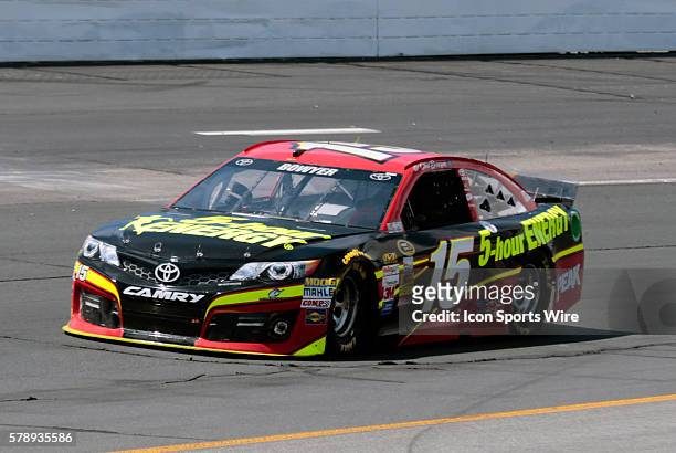 Sprint Cup Series Clint Bowyer driver of the 5-Hour Energy Toyota during practice for Camping World RV Sales 301 at New Hampshire Motor Speedway in...
