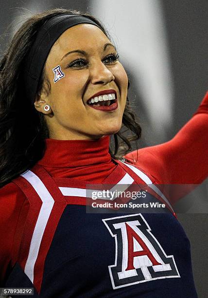 Arizona Wildcats cheerleader during the game between the Arizona Wildcats and the Oregon Ducks at Autzen Stadium in Eugene, Oregon.