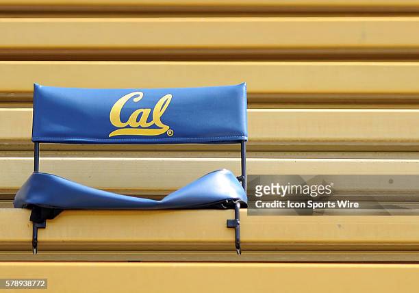 An empty Cal seat in the stands before the start of a NCAA college football game between the Colorado Buffaloes and the California Golden Bears at...