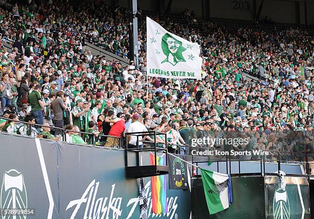 July 18, 2014 - The Timbers Army cheers on their team during a Major League Soccer game between the Portland Timbers and Colorado Rapids at...