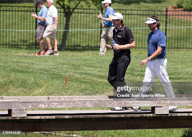 Bubba Watson and Keegan Bradley during the Second Round of the Memorial Tournament presented by Nationwide Insurance held at the Muirfield Village...