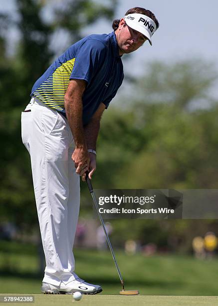 Bubba Watson putting during the Second Round of the Memorial Tournament presented by Nationwide Insurance held at the Muirfield Village Golf Club in...