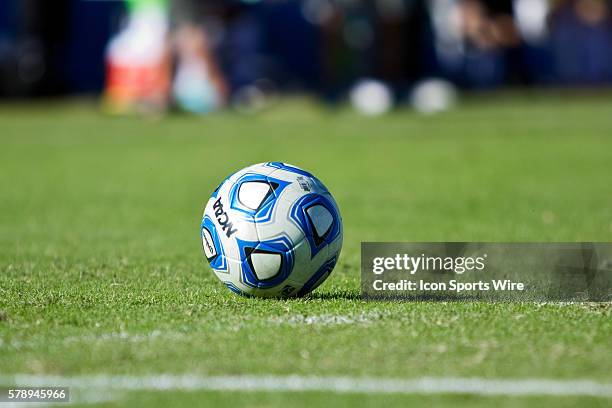 UConn Huskies versus South Florida; A NCAA soccer ball rests on the field during the AAC Championship game in Frisco, Texas