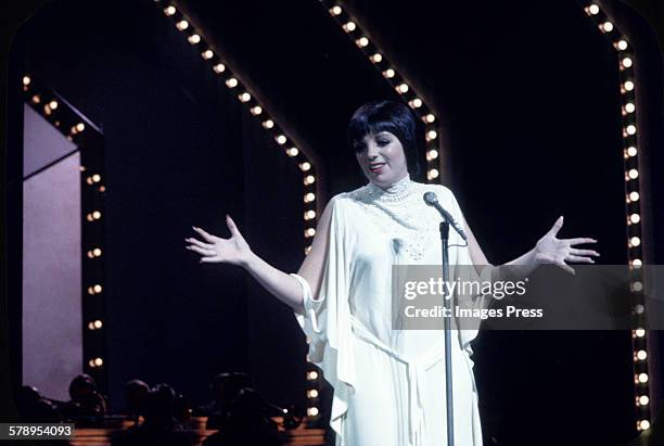 Liza Minnelli performing at the London Palladium circa 1972 in London, England.