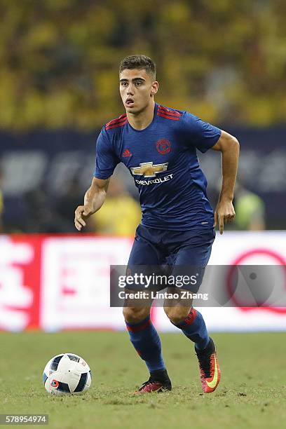 Adnan Januzaj of Manchester United competes for the ball during the International Champions Cup match between Manchester United and Borussia Dortmund...