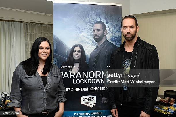 Ghost hunter Katrina Weidman and host Nick Groff attend Comic-Con International 2016 Destination America's "Supernatural" press conference at Hilton...