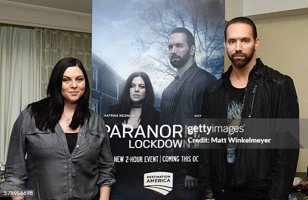 Ghost hunter Katrina Weidman and host Nick Groff attend Comic-Con International 2016 Destination America's "Supernatural" press conference at Hilton...