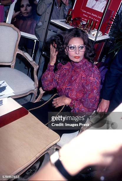 Sophia Loren launches perfume 'Sophia' at Lord & Taylor circa 1980 in New York City.
