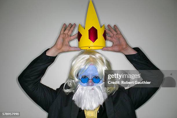 Peter Kenney is the Ice King from the television cartoon Adventure Time at Comic Con International 2016on July 21 in San Diego, California.