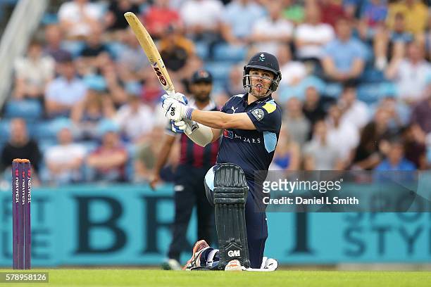 Travis Head of Yorkshire bats during the NatWest T20 Blast match between Yorkshire Vikings and Nothamptonshire Steelbacks at Headingley on July 22,...