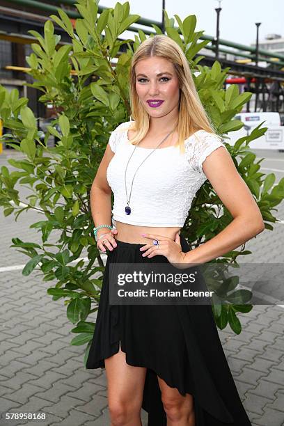 Amelie Klever attends the Breuninger show during Platform Fashion July 2016 at Areal Boehler on July 22, 2016 in Duesseldorf, Germany.