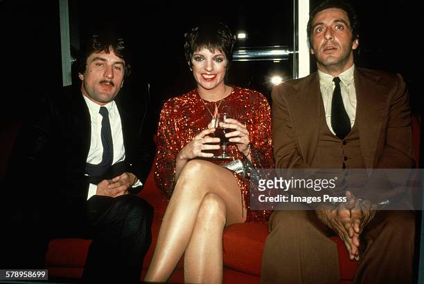 Liza Minnelli with Robert De Niro and Al Pacino circa 1981 in New York City.