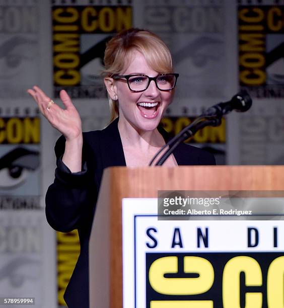 Actress Melissa Rauch attends the Inside "The Big Bang Theory" Writers' Room during Comic-Con International 2016 at San Diego Convention Center on...