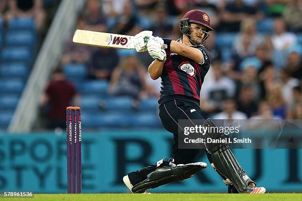 Ben Duckett of Northampton bats during the NatWest T20 Blast match between Yorkshire Vikings and Nothamptonshire Steelbacks at Headingley on July 22,...