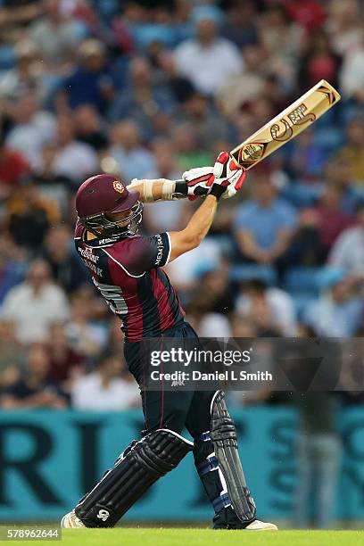 Steven Crook of Northampton bats during the NatWest T20 Blast match between Yorkshire Vikings and Nothamptonshire Steelbacks at Headingley on July...